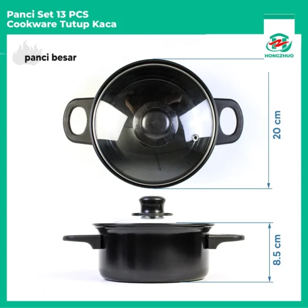 Hongzhuo Cookware Panci Set Wajan Penggorengan Spatula Set Isi 13Pcs 1 Set Frypan Saucepan - Image 9