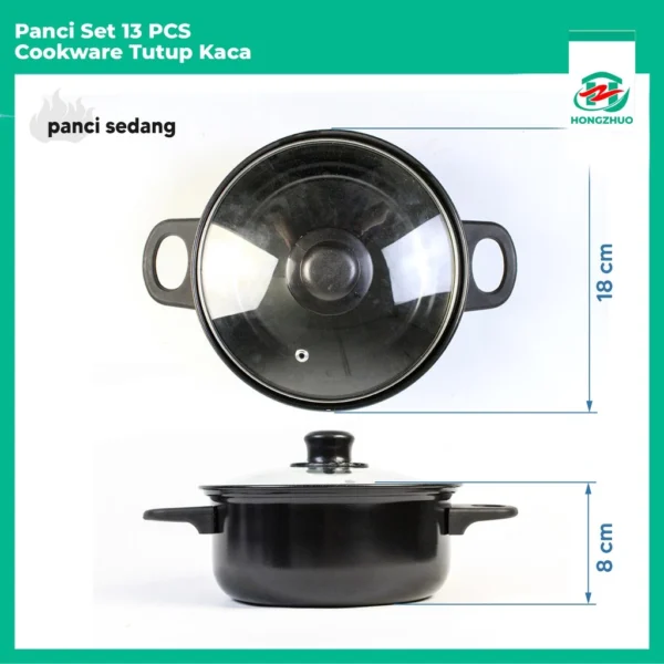 Hongzhuo Cookware Panci Set Wajan Penggorengan Spatula Set Isi 13Pcs 1 Set Frypan Saucepan - Image 8