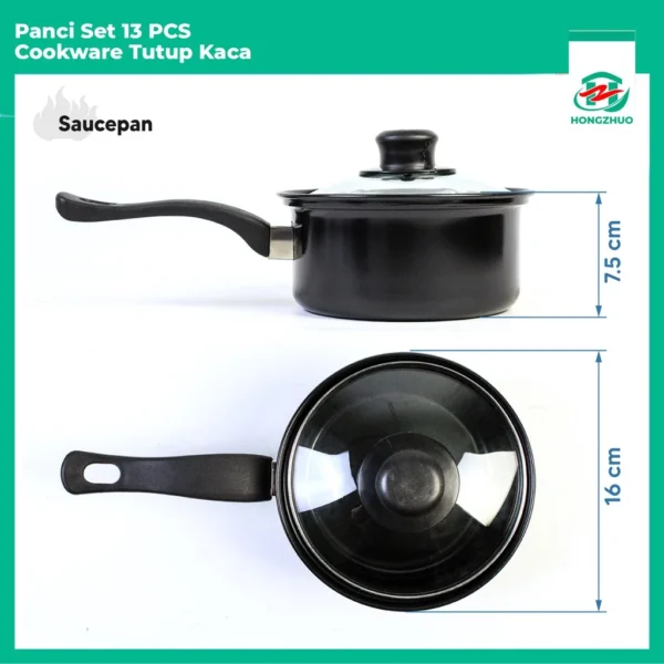 Hongzhuo Cookware Panci Set Wajan Penggorengan Spatula Set Isi 13Pcs 1 Set Frypan Saucepan - Image 7